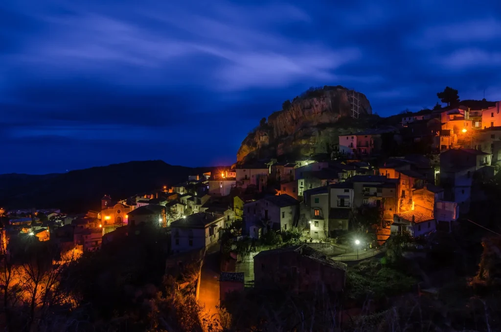 Calabria-Village by night